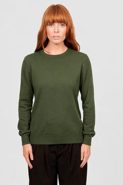 Bridge and Lord Chloe Crew Neck Pullover In Olive