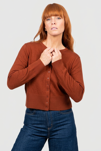 Bridge and Lord Marnie Cropped Cardi In Cognac