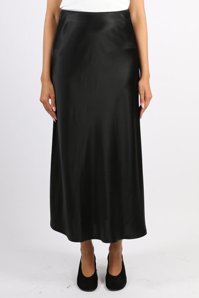 Blackstone Elianna Satin Bias Midi Skirt In Black