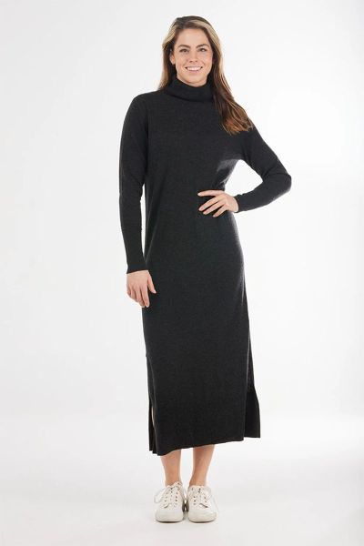The Longline Roll Neck Dress offers a chic and modern take on winter dressing. Crafted from a luxurious blend of 95% Australian Merino Wool and 5% Mongolian Cashmere, this dress is super soft, warm, and perfect for layering during the cooler months. The f