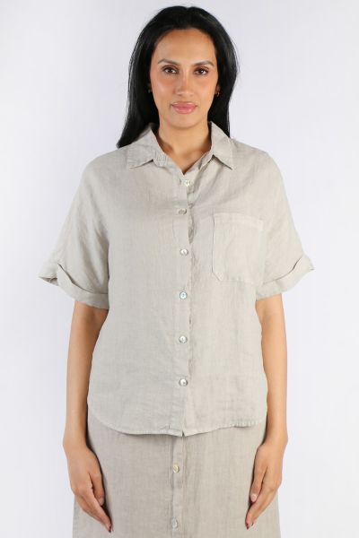 Blueberry Short Sleeve Shirt In Beige
