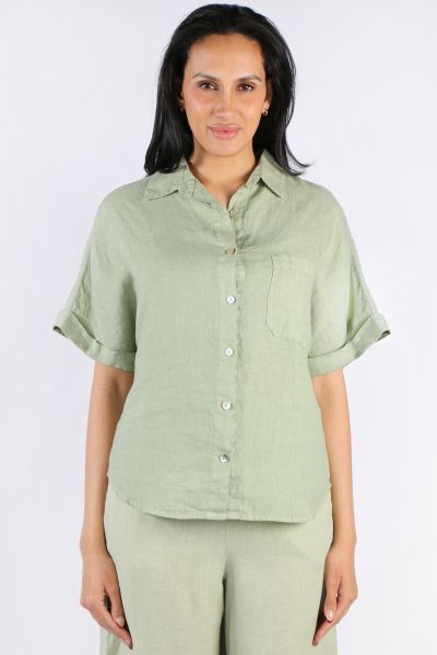 Blueberry Short Sleeve Shirt In Sage