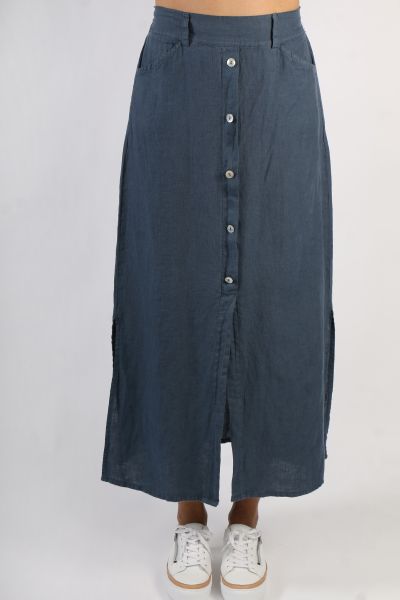 Blueberry Midi Straight Skirt In Navy