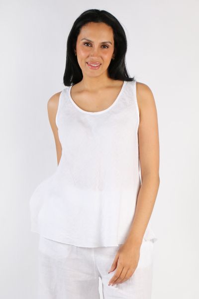 Blueberry Bias Singlet Top In White