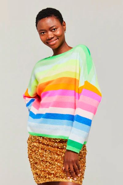 Brodie Rainbow Doris Stripe Jumper In Multi