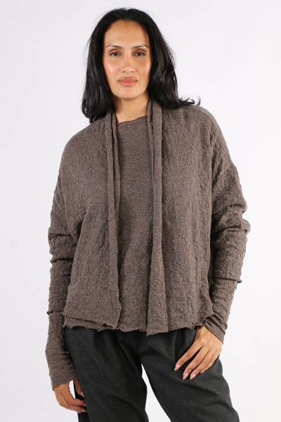 By Basics Merino Bubble Wool Knit Cardi In Earth