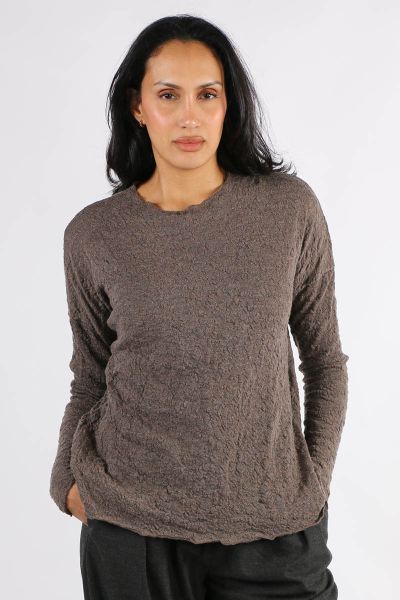 By Basics Merino Bubble Wool Knit Oversized Top In Earth