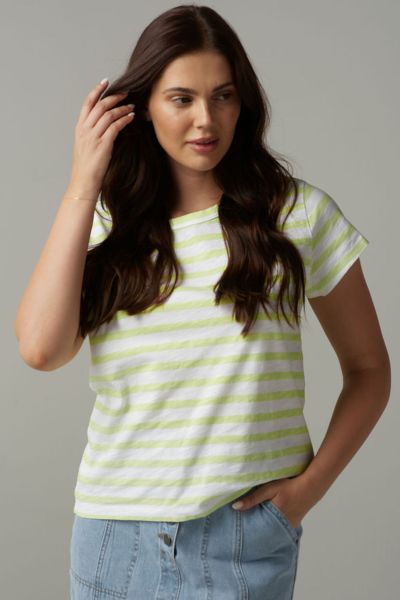 Cloth Paper Scissors Cap Sleeve In Lime Stripe
