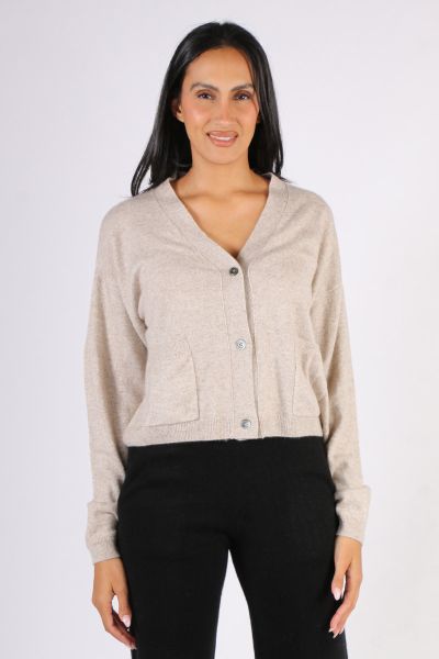 C & Co Crop Cardi In Oatmeal