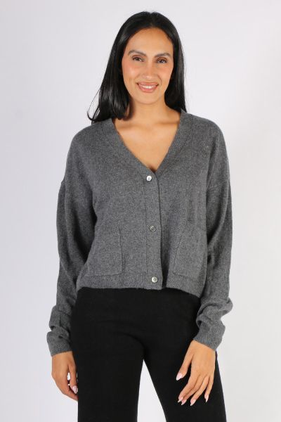 C & Co Crop Cardi In Charcoal