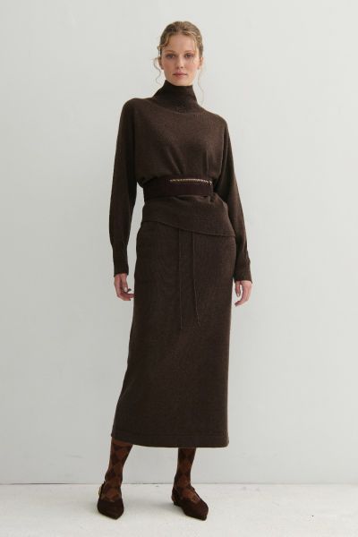 Cashmerism Luxe Pencil Skirt In Chocolate