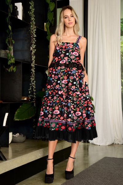 Dance the Night Away with our stunning new dress. Carefully crafted in our Feeling Fancy embroidered cotton, we have taken a classic cut, and livened it up the Cooper way! Featuring soft tiers, and ruffle hem detailing, this Aline dress cascades over the 