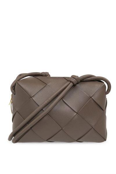 Crossbody Weave Bag By L ora D oro In Chocolate