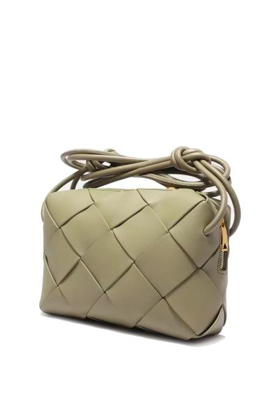 Crossbody Weave Bag By L ora D oro In Olive