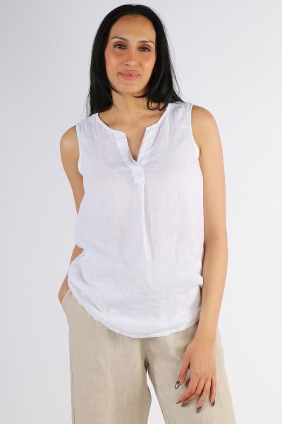 DS Athens Curved Hem Top In White