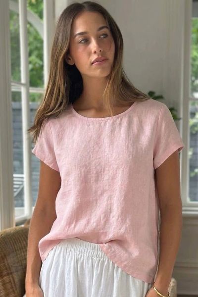 Frockk Ellie Round Neck Top In Pink