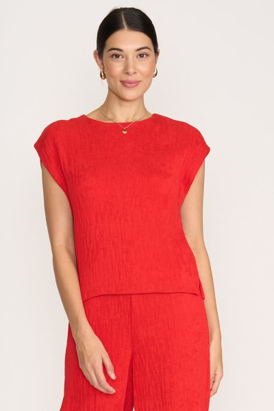 Foil Shell Abration Top In Red
