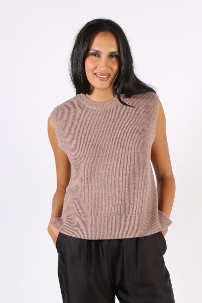 Foil Pop Quiz Vest In Biscuit