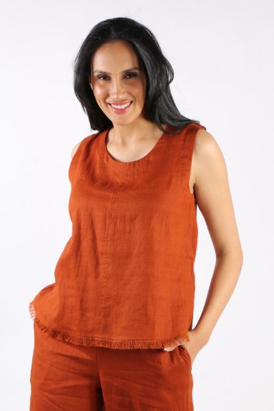 Foil Fringe Benefits Shell Top In Tan