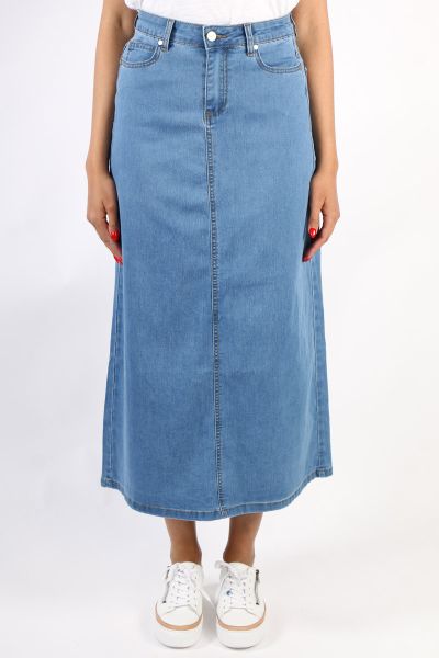 Foil Stevie Maxi Skirt In Denim