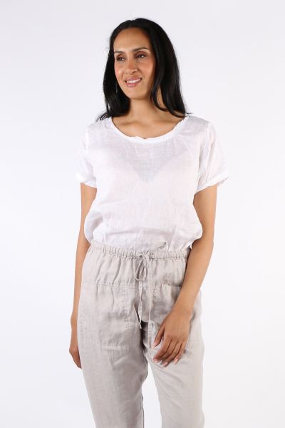 Frockk Ellie Round Neck Top In White