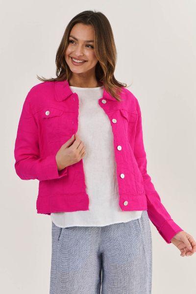 Naturals Frayed Jacket In Pink