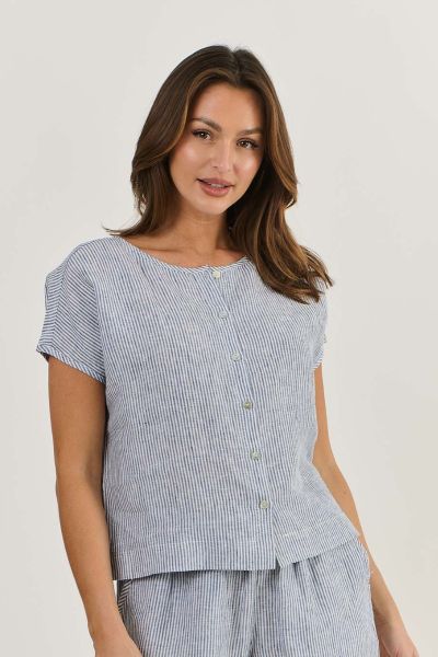 Naturals Cap Sleeve Top In Blue