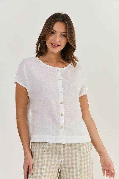Naturals Cap Sleeve Top In White
