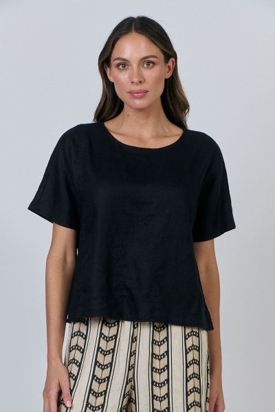 Naturals Panelled Crop Top In Black