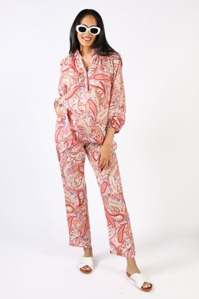 Goondiwindi Cotton Paisley Pant In Raspberry