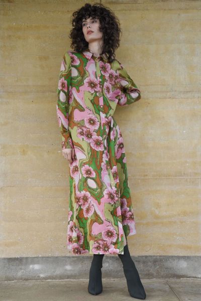 A classic shirt dress silhouette defines the GREATEST INSPIRATION Dress, elevated in a luxe finish. Crafted in I WANT CANDY viscose satin, this button through style features deep cuffs with button fastening, blending timeless structure with a soft, fluid 