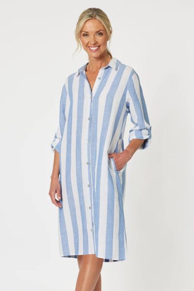 Gordon Smith Hamptons Stripe Dress In Blue