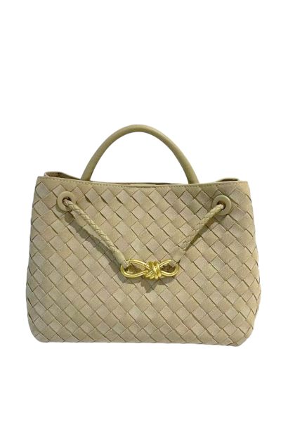 Weave Handbag By L ora D oro In Latte