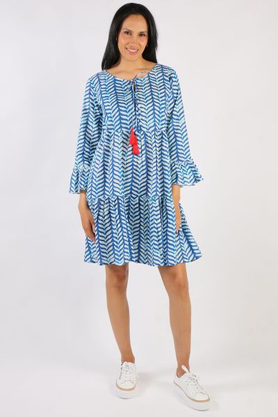 Holmes and Fallon Shibori Midi Dress In Blue