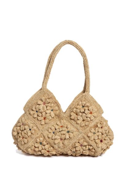 The cute little bouquet bag is bound to turn on the charm with its crocheted flowers. Be it out on the brunch with the girls or around town running errands. HA87.