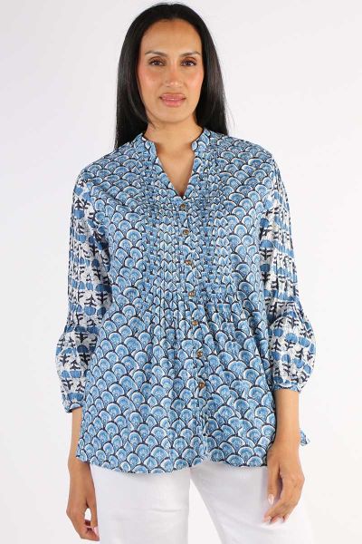 Ibsa Idaho Printed Top In Indigo