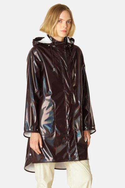 Ilse Jacobsen Long Raincoat In Gloss Ganache