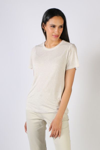 Indi & Cold Melange Linen Tee In Natural