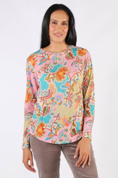 Go for a striking printed tee by Jump. In a Linen Cotton Blend, the round neck tee with full sleeves, features an overall floral print and can be paired with white denims. Style 58612010A.