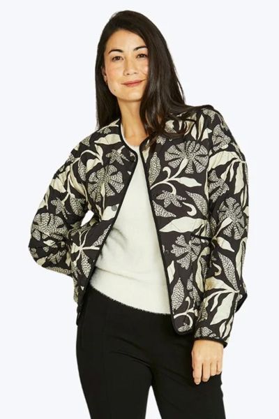 Complete your look with a layer that balances artistic flair with practical comfort. The Scandi Mono Jacket from Jump is a standout addition to your wardrobe, featuring the exclusive botanical motif in a bold black and stone palette. Crafted from a premiu