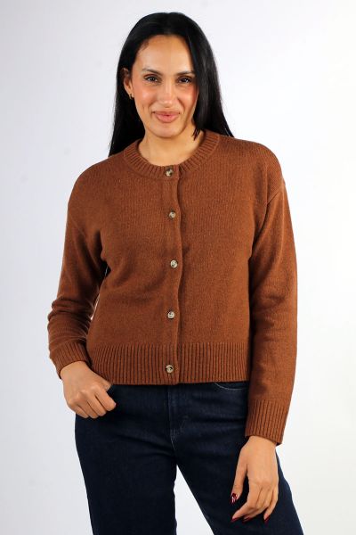 Crew Cardigan In Tan By Jump