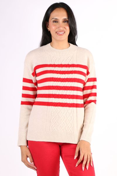 Front Stripe Jumper By Jump In Oat