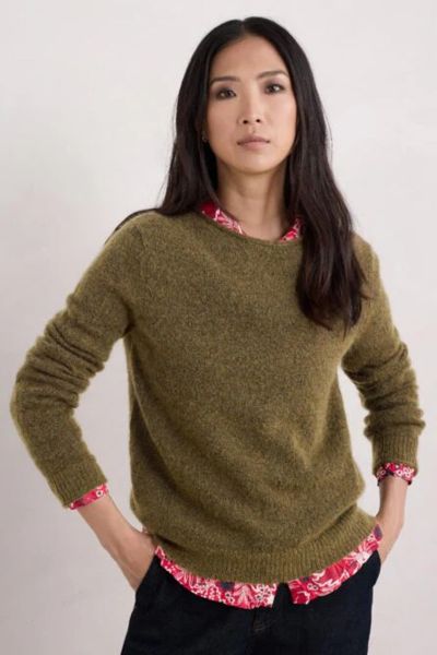 Seasalt Lily Bell Mohair Jumper In Olive