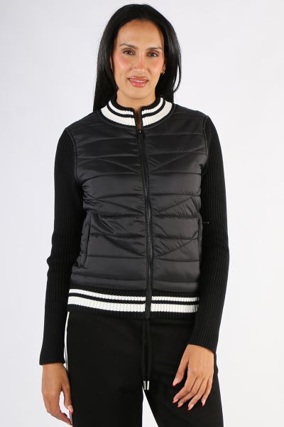 Liverpool Quilted Zip Stripe Jacket In Black