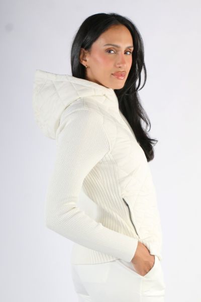 Liverpool Quilted Zip Hoodie In Ivory