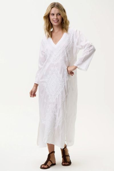 One Season Goa Dress Embroidered In White