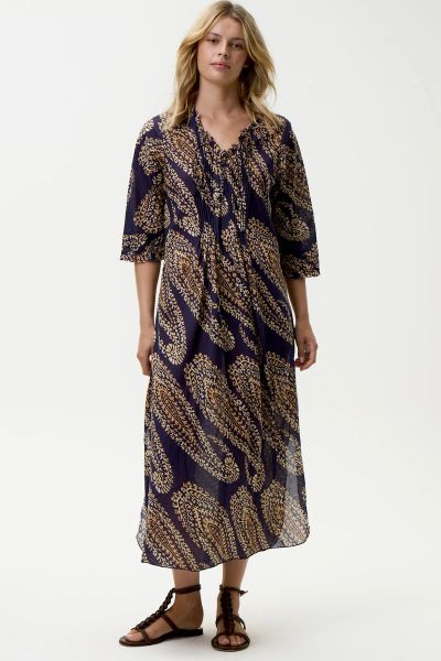 One Season Provence Paisley Maxi Poppy Dress In Navy
