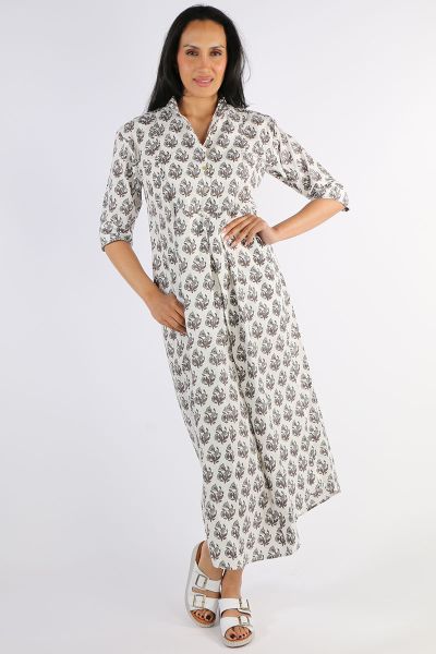 Mandalay Flower Bunch Dress In Grey Print