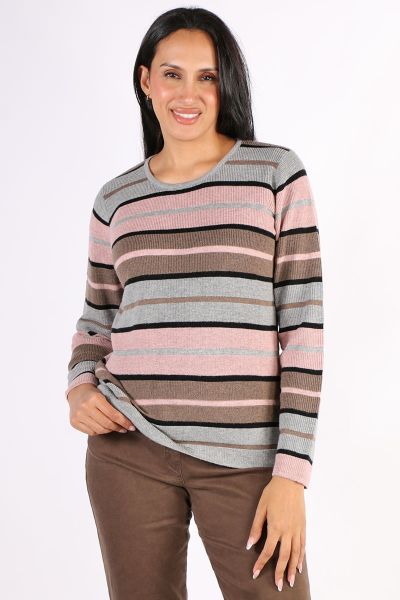 Classic Stripes get a fun makeover in this Mansted Chloe Jumper. In a merino cotton blend, the jumper in fun stripes, round neck and full sleeves is a perfect mood elevator. Style with easy wide leg denims or wool pants and boots.
