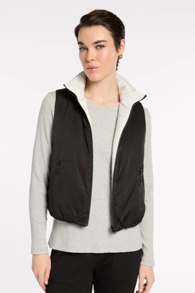 Marco Polo Black and Moon Reversible Vest In Black
